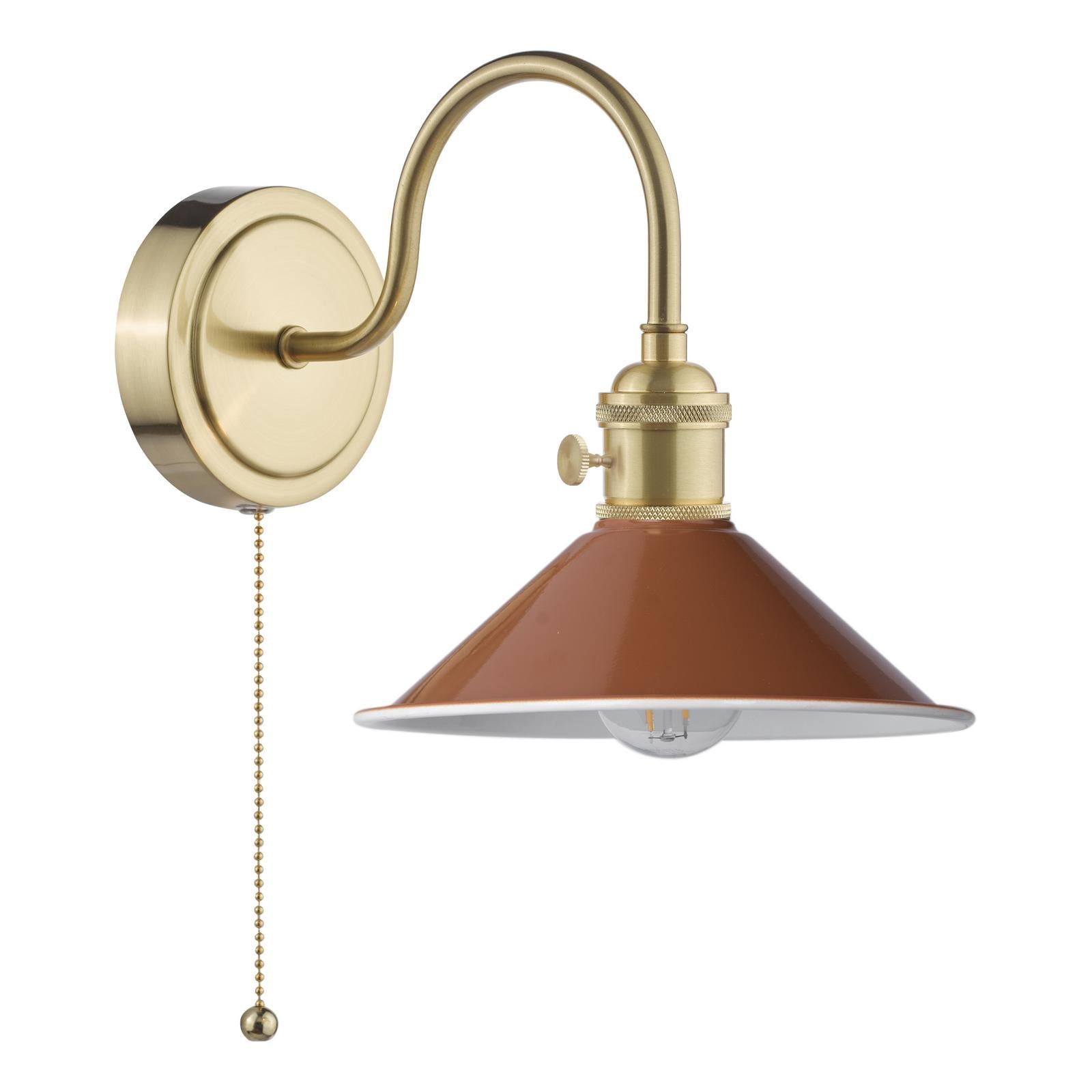 Hadano Wall Light Natural Brass With Umber Shade