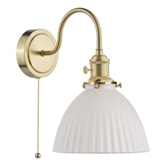 Hadano Wall Light Natural Brass & Ceramic Domed Shade