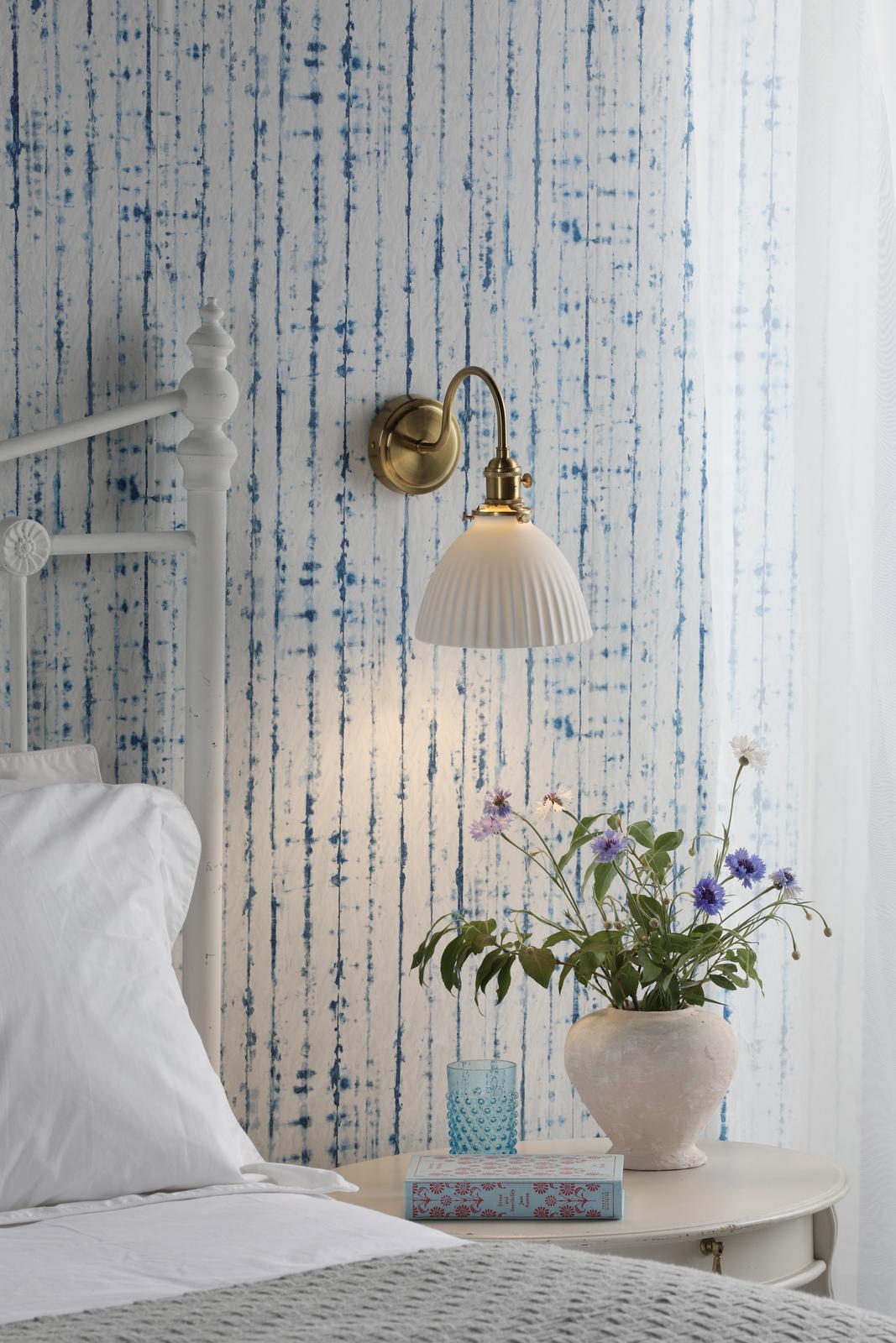 Hadano Wall Light Natural Brass & Ceramic Domed Shade