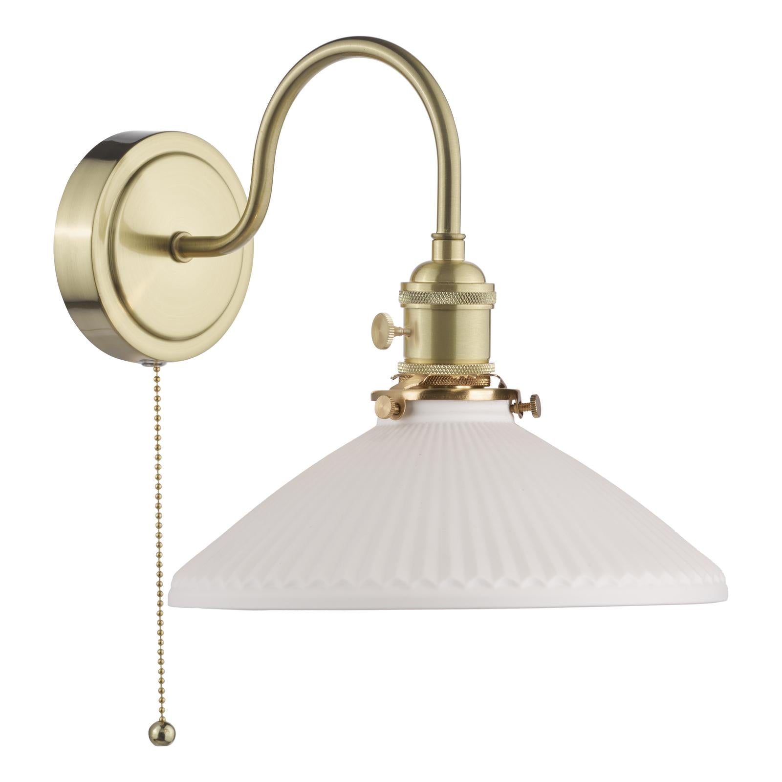 Hadano Wall Light Natural Brass & Ceramic Shallow Shade