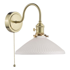 Hadano Wall Light Natural Brass & Ceramic Shallow Shade