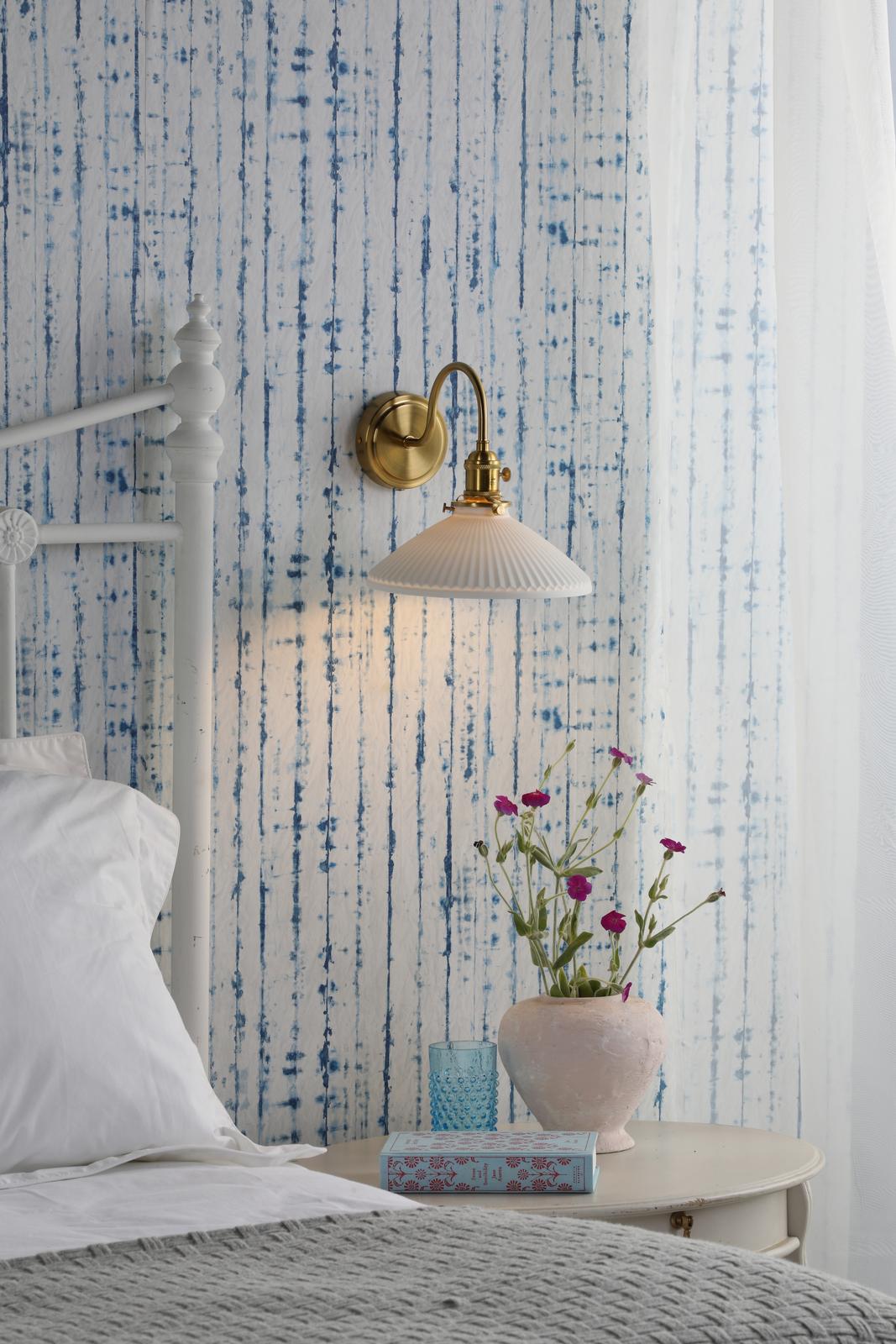 Hadano Wall Light Natural Brass & Ceramic Shallow Shade