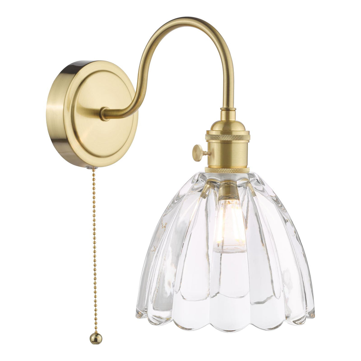 Hadano Wall Light Natural Brass and Scalloped Bell Glass