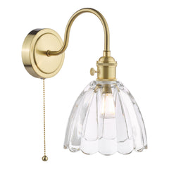 Hadano Wall Light Natural Brass and Scalloped Bell Glass