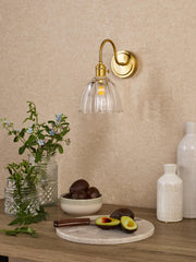 Hadano Wall Light Natural Brass and Scalloped Bell Glass