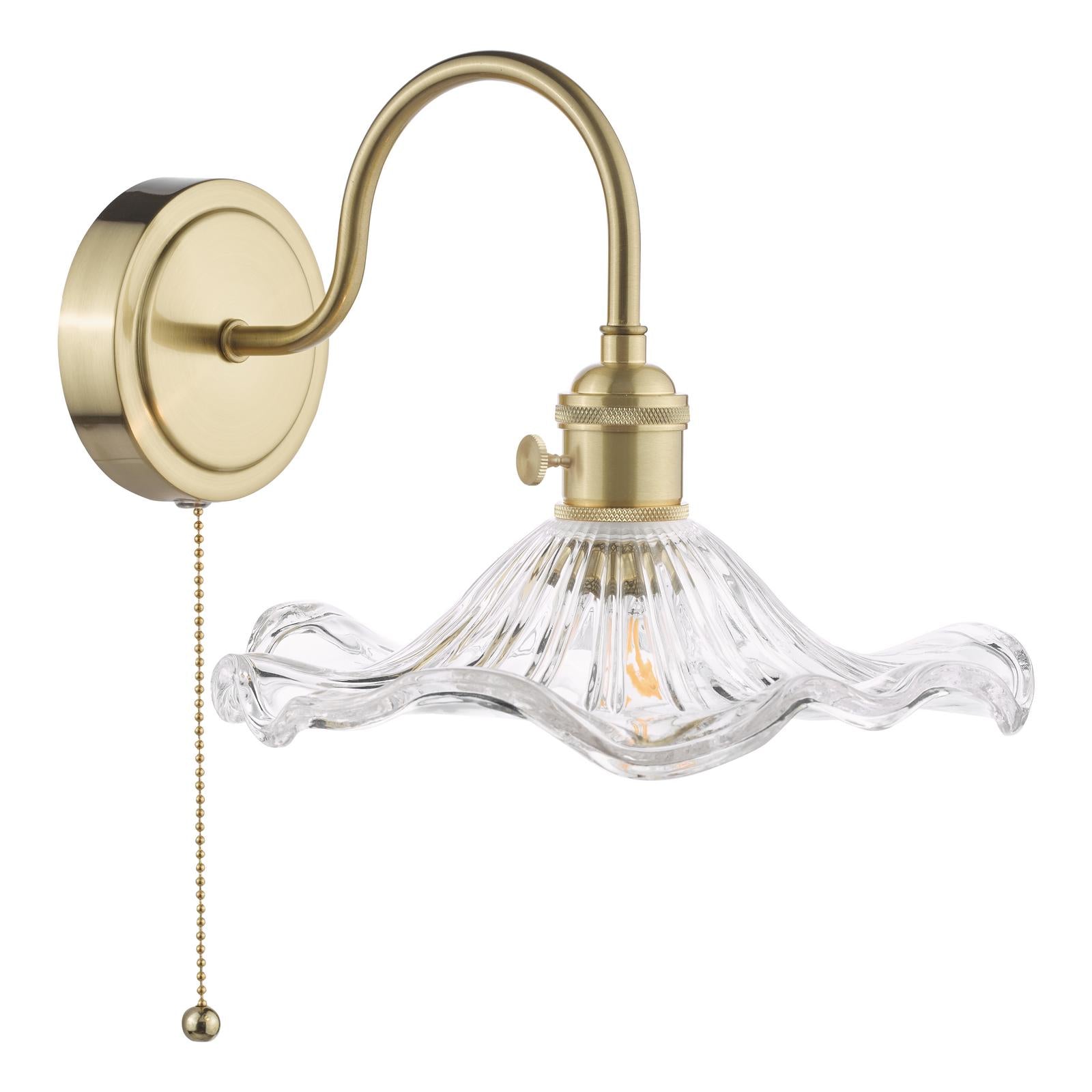 Hadano Wall Light Natural Brass and Wavy Glass
