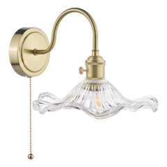 Hadano Wall Light Natural Brass and Wavy Glass