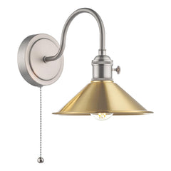 Hadano Wall Light Antique Chrome With Aged Brass Shade