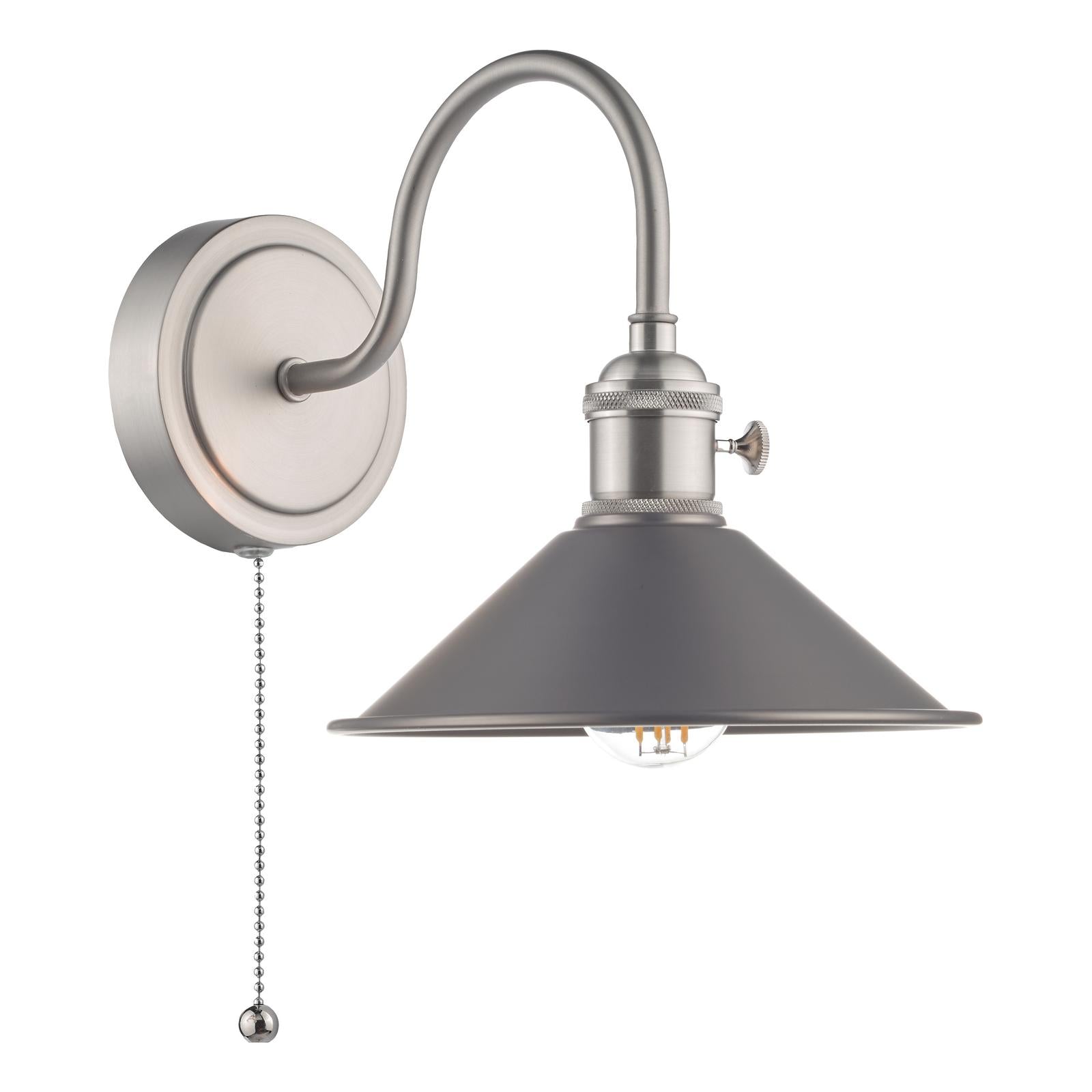 Hadano Wall Light Antique Chrome With Antique Pewter Shade