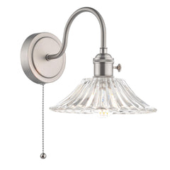 Hadano Wall Light Antique Chrome With Clear Flared Glass shade