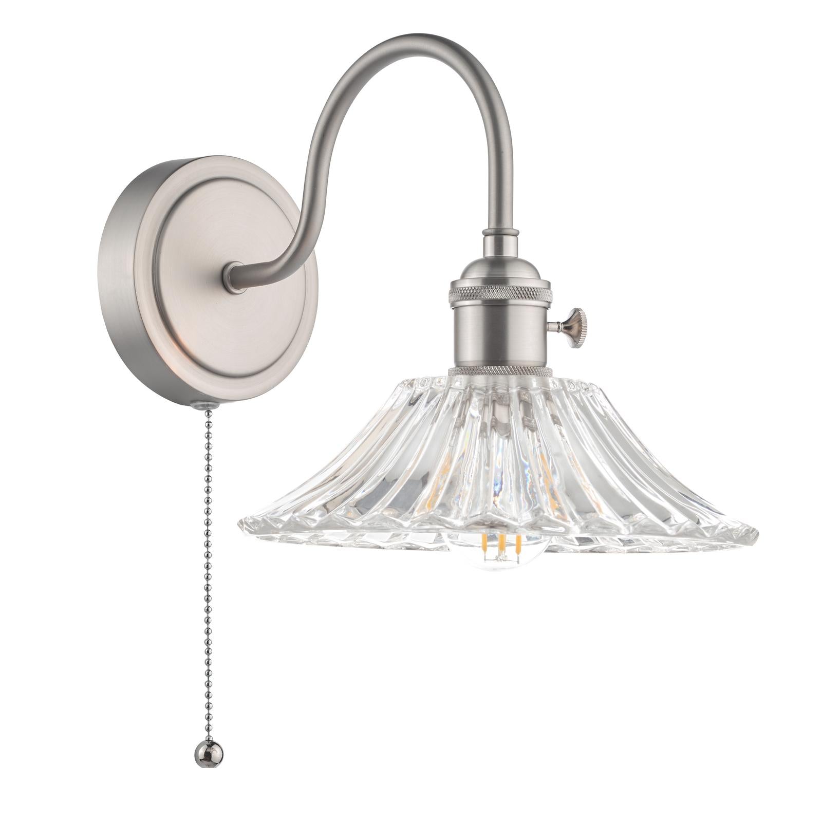 Hadano Wall Light Antique Chrome With Clear Flared Glass shade