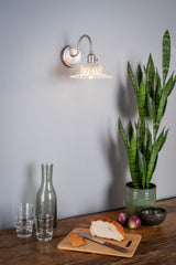 Hadano Wall Light Antique Chrome With Clear Flared Glass shade
