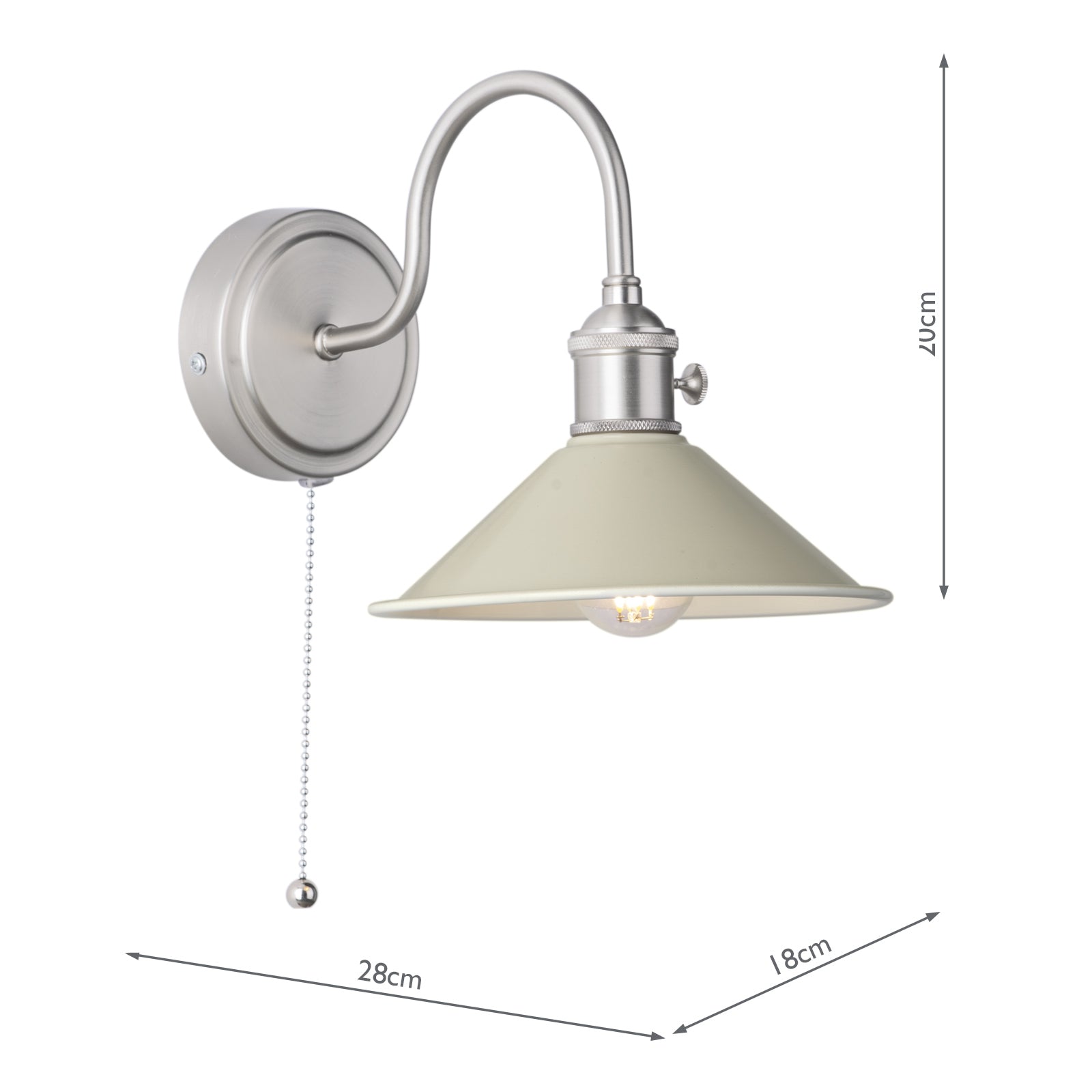 Hadano Wall Light Antique Chrome With Cashmere Shade
