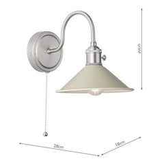 Hadano Wall Light Antique Chrome With Cashmere Shade