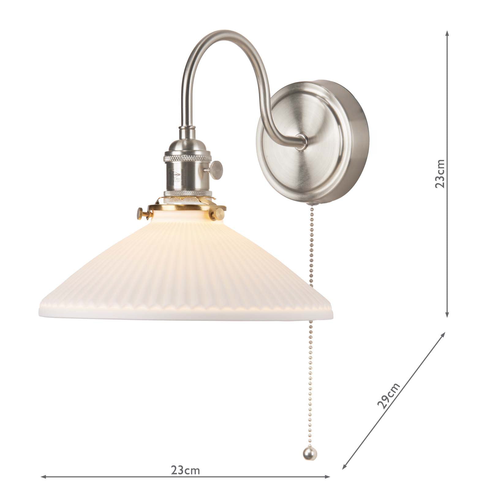 Hadano Wall Light Antique Chrome & Ceramic Shallow Shade