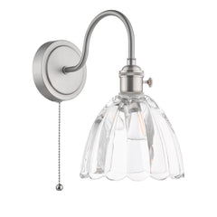 Hadano Wall Light Antique Chrome and Scalloped Bell Glass