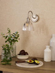 Hadano Wall Light Antique Chrome and Scalloped Bell Glass