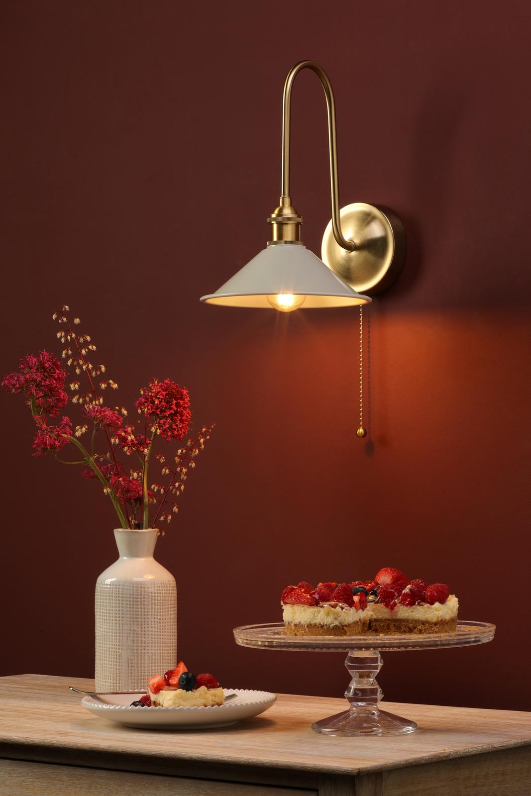 Hadano Wall Light Natural Brass and Matt Taupe