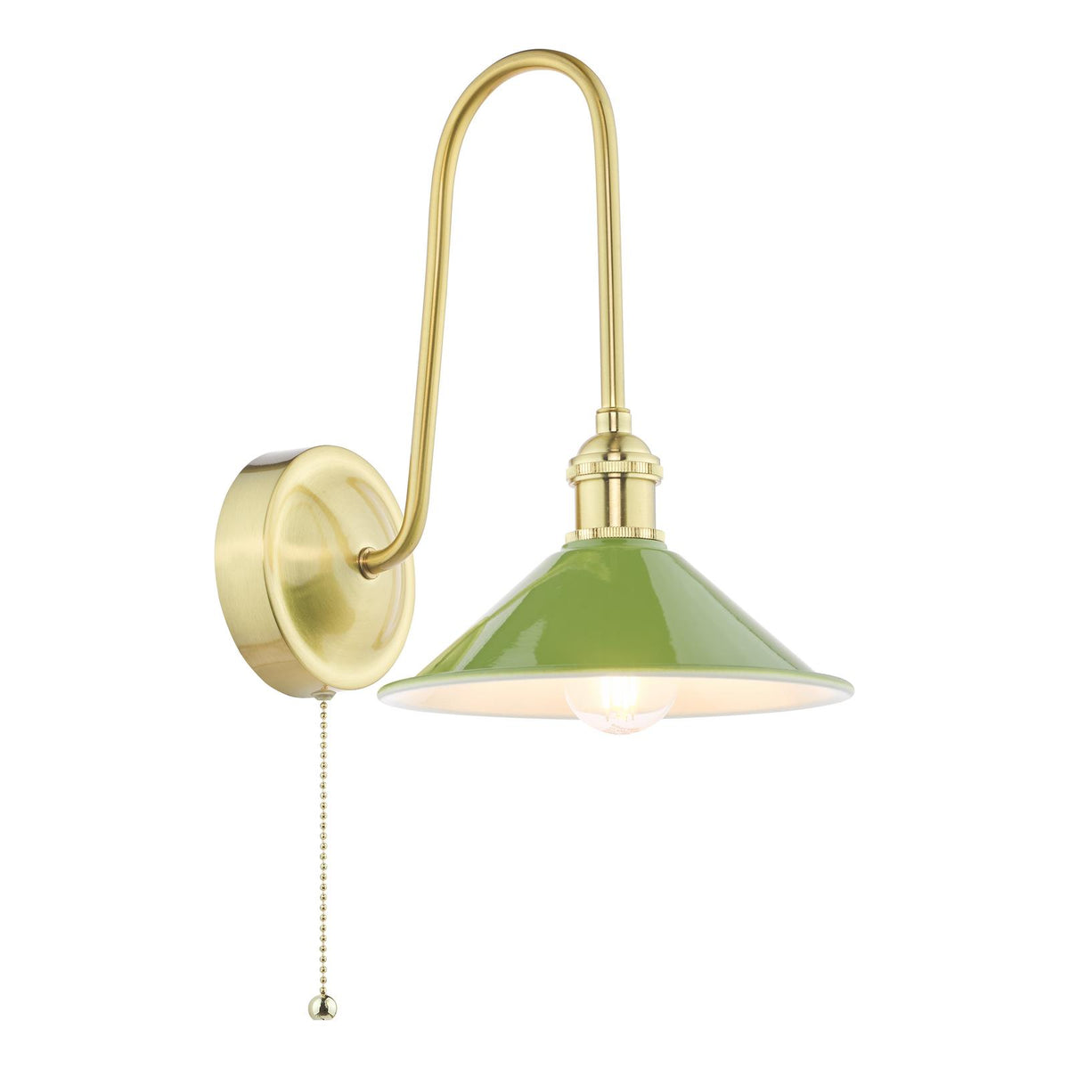Hadano Wall Light Natural Brass and Matt Green