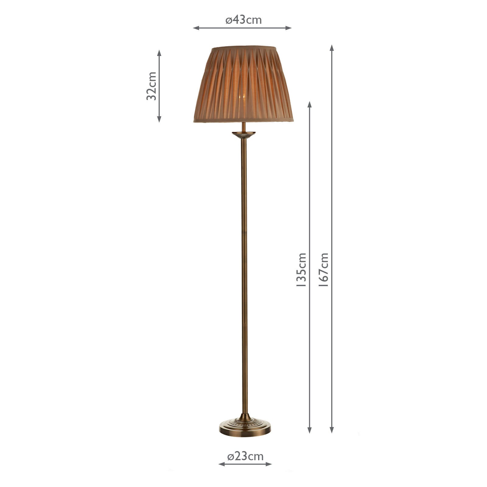 Hatton Floor Lamp Antique Brass With Shade