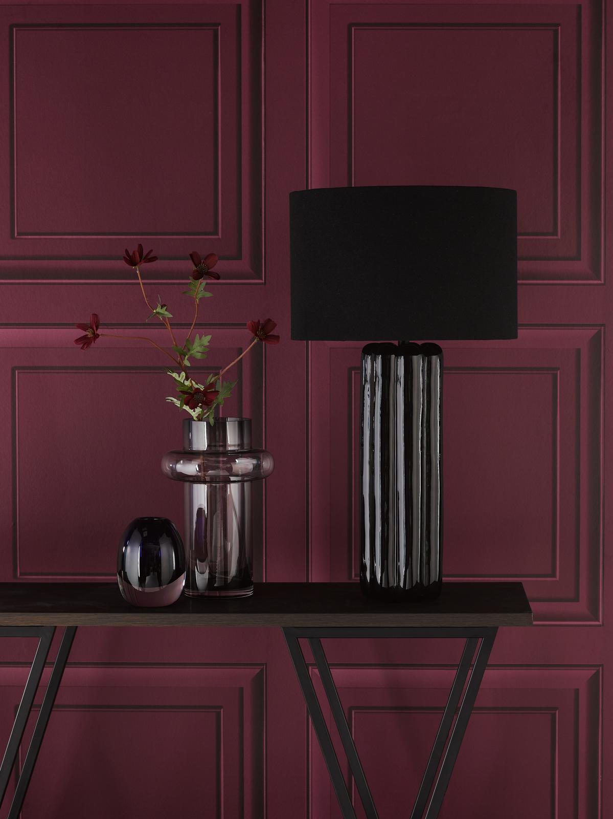 Hebron Table Lamp Black Ceramic With Shade