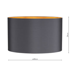 Helicon Grey Faux Silk Drum Shade 40cm