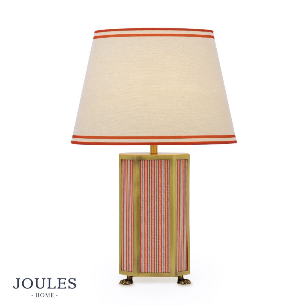 Joules Helmingham Table Lamp Matt Antique Brass With Shade Red Stripe