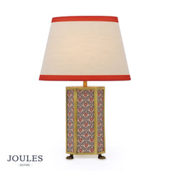 Joules Helmingham Table Lamp Matt Antique Brass With Shade Red Print