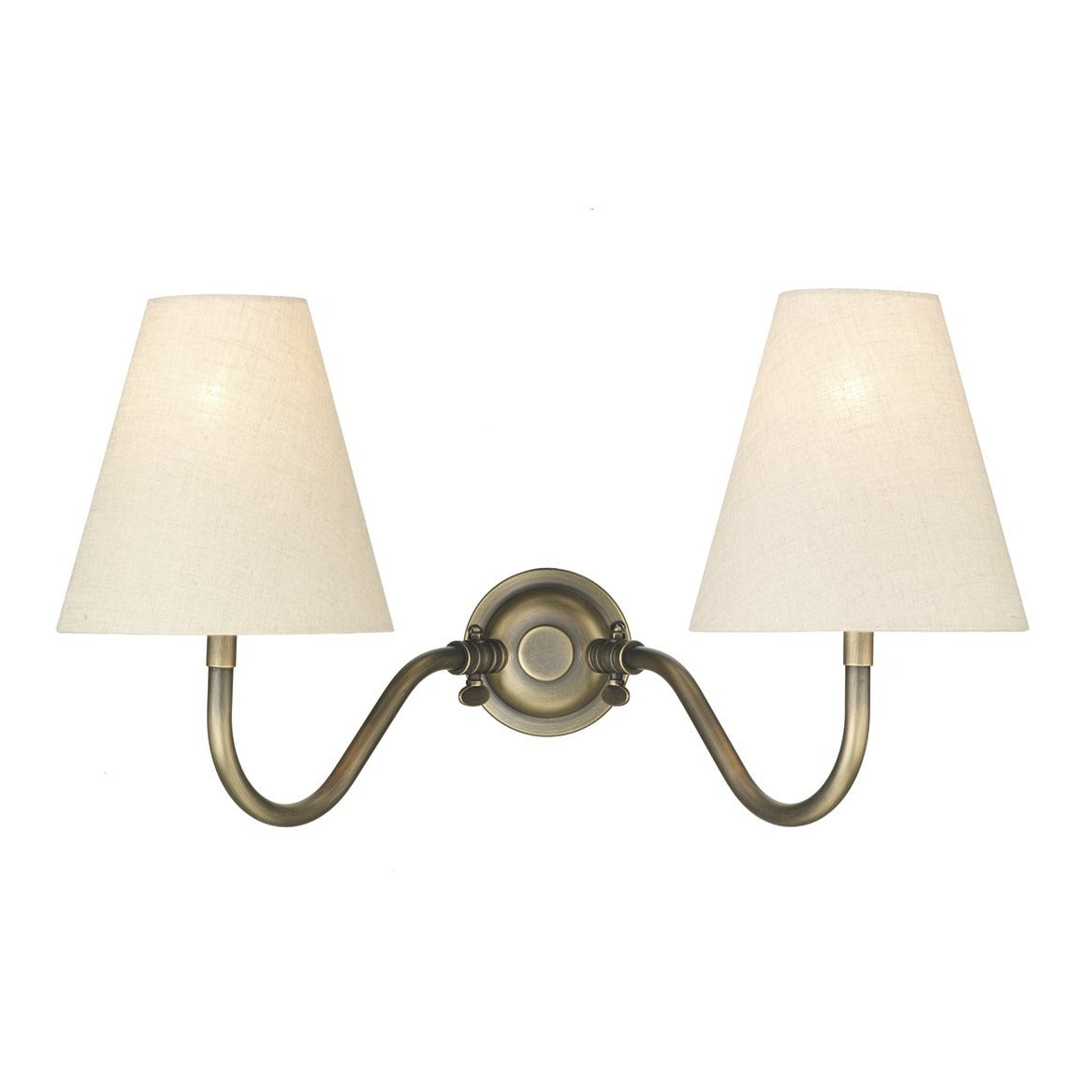 David Hunt Lighting HIcks wall light antique brass HIC0975 shown with cream linen shade sold as the base only shades to be ordered additionally