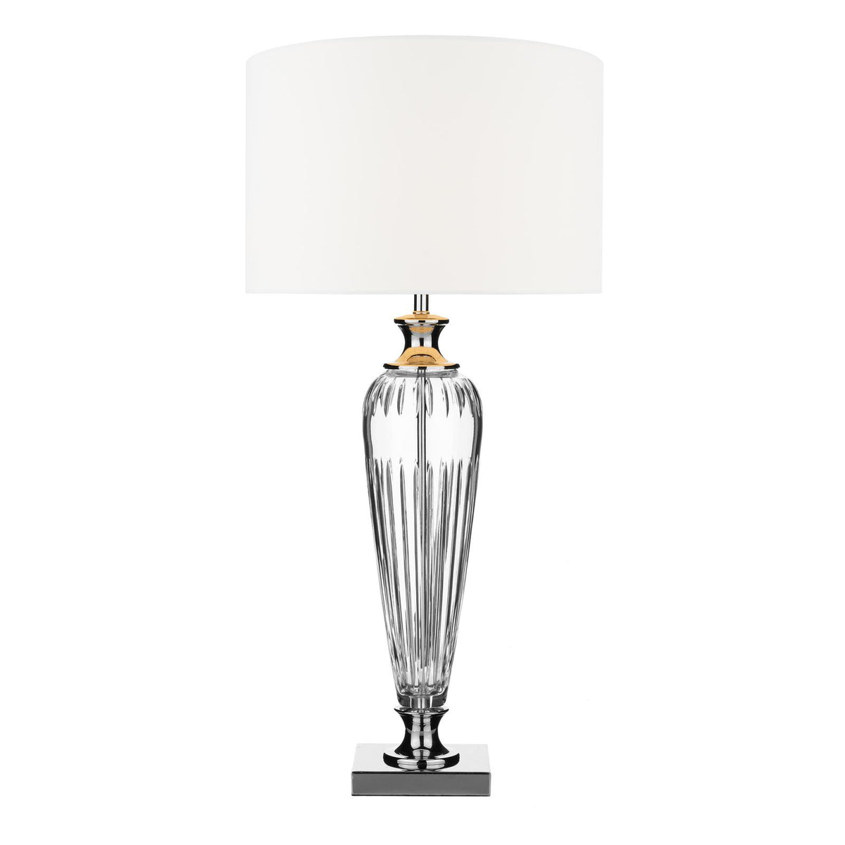Hinton Table Lamp Polished Chrome Crystal With Shade