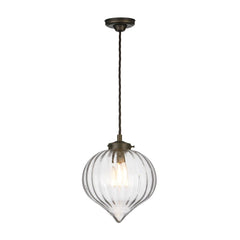 David Hunt Lighting Holborn Pendant Ribbed Glass Antique Brass