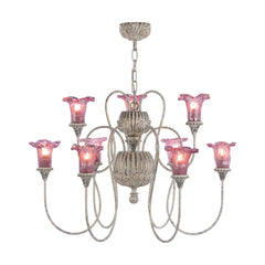Honfleur 9 Light Chandelier Grey/Gold with Azalea Glass