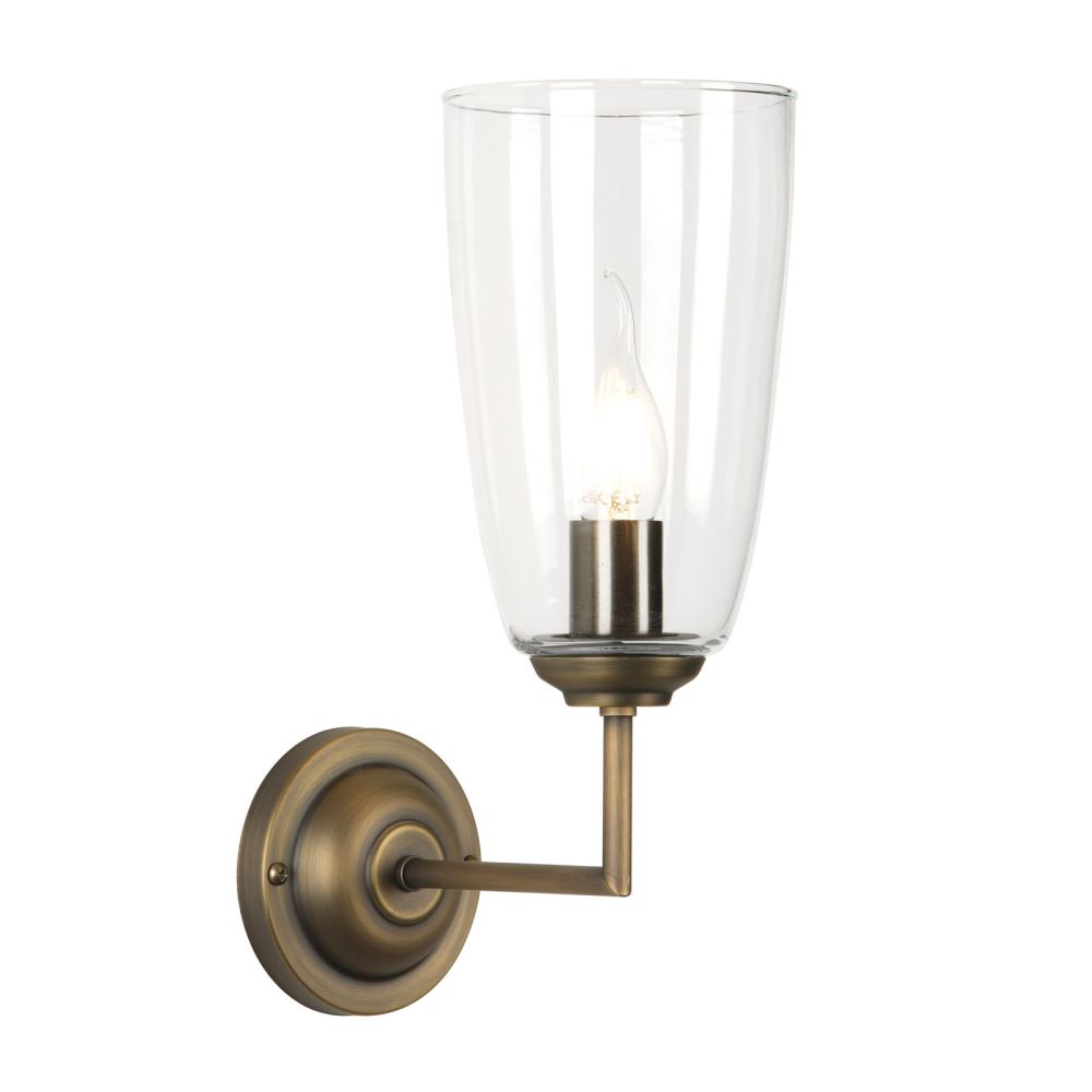 Houston Wall Light Antique Brass and Glass