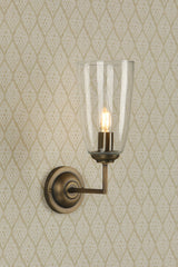 Houston Wall Light Antique Brass and Glass