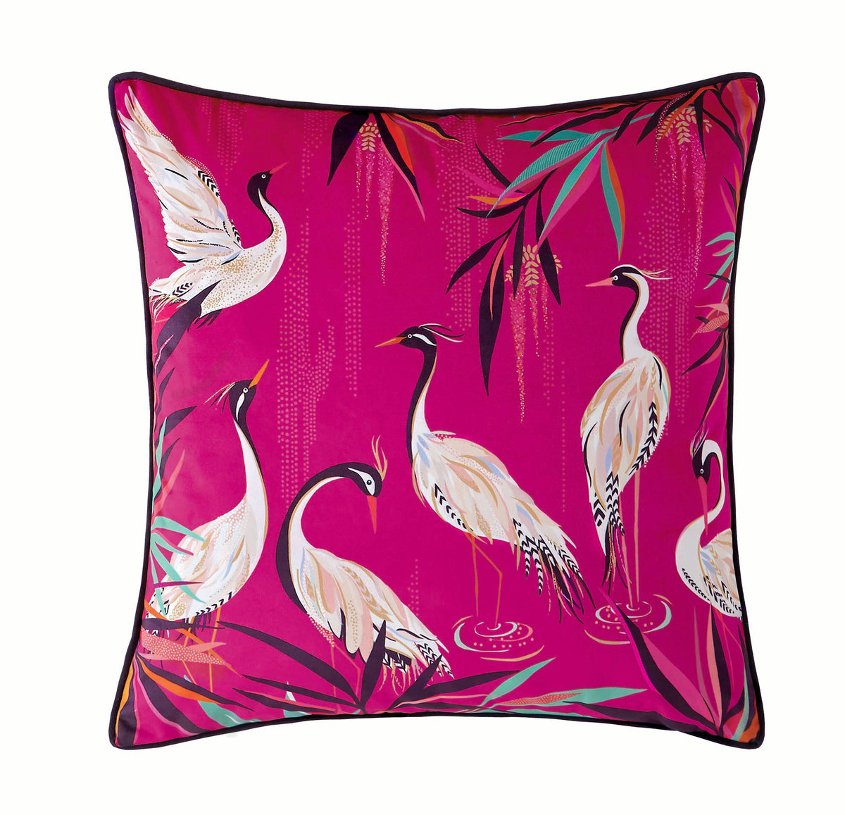 Heron Pink Velvet Cushion 50 x 50cm