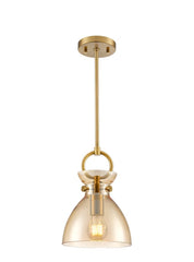Horizon Pendant Brushed Brass With Amber Glass