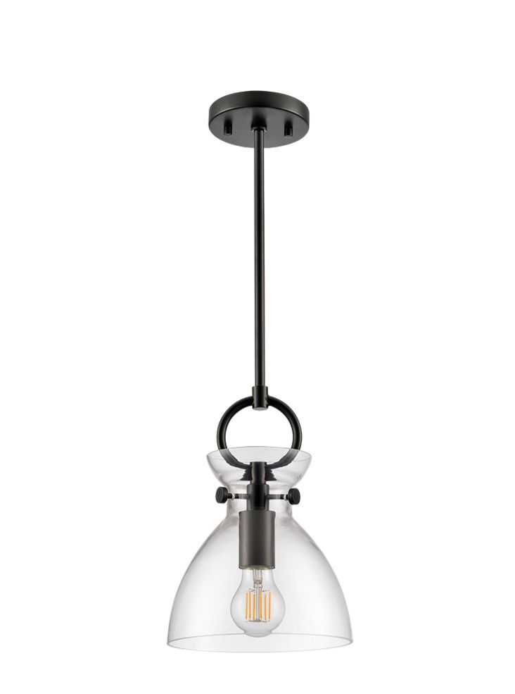 Horizon Pendant Matt Black With Clear Glass