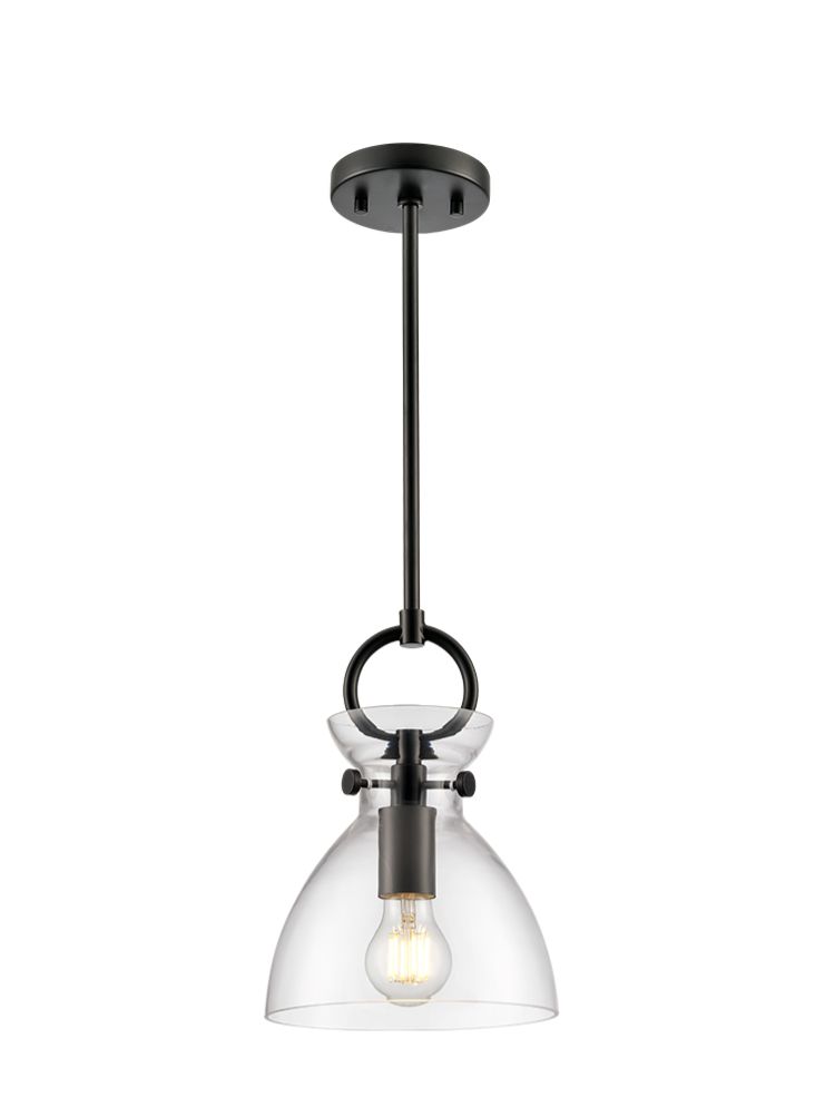 Horizon Pendant Matt Black With Clear Glass
