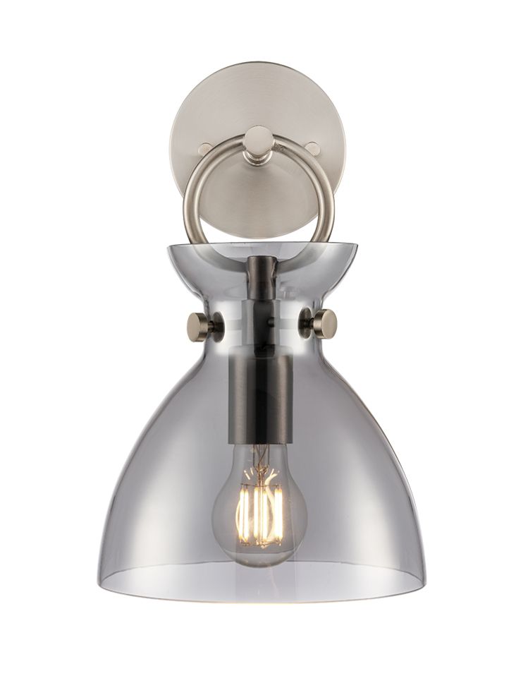 Horizon 1lt Wall Light Satin Nickel With Smoked Glass