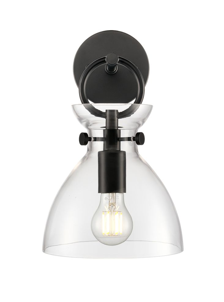 Horizon 1lt Wall Light Black With Clear Glass