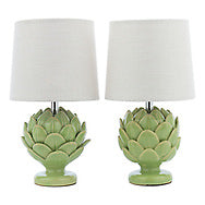 Laura Ashley Artichoke Twin Pack Table Lamp Green with Shade