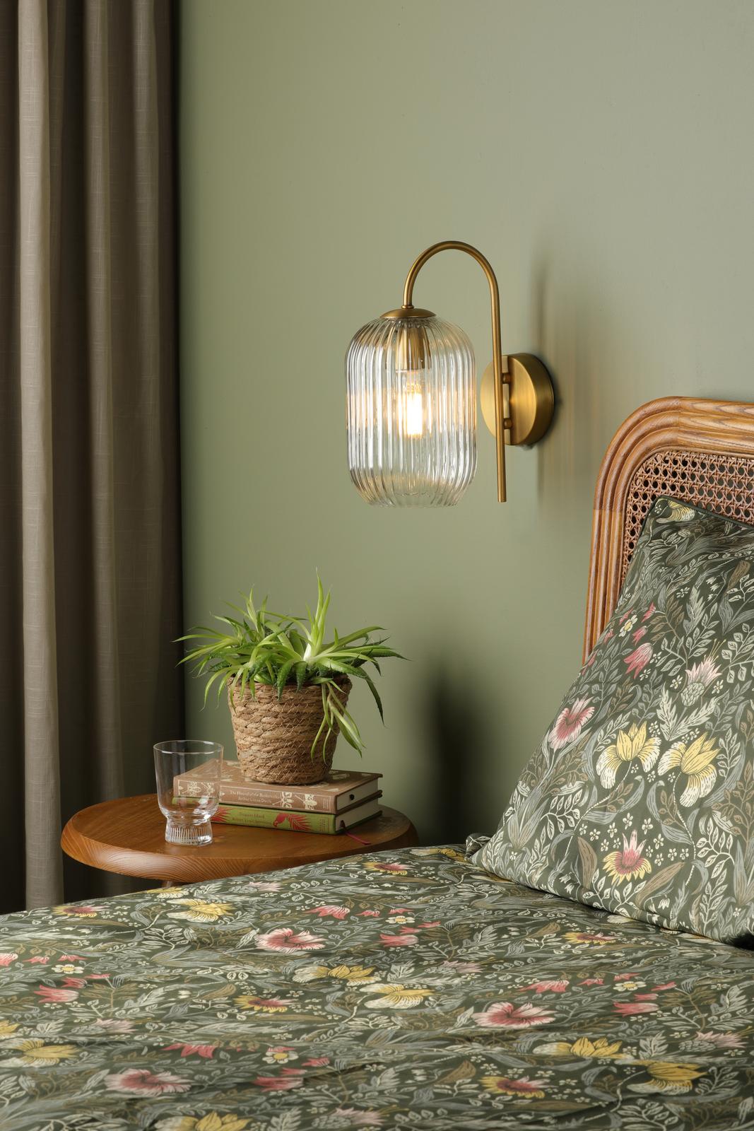 Idra Wall Light Aged Bronze and Ribbed Glass