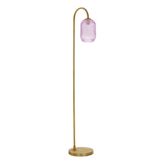 Idra Floor Lamp Aged Bronze and Pink Ribbed Glass