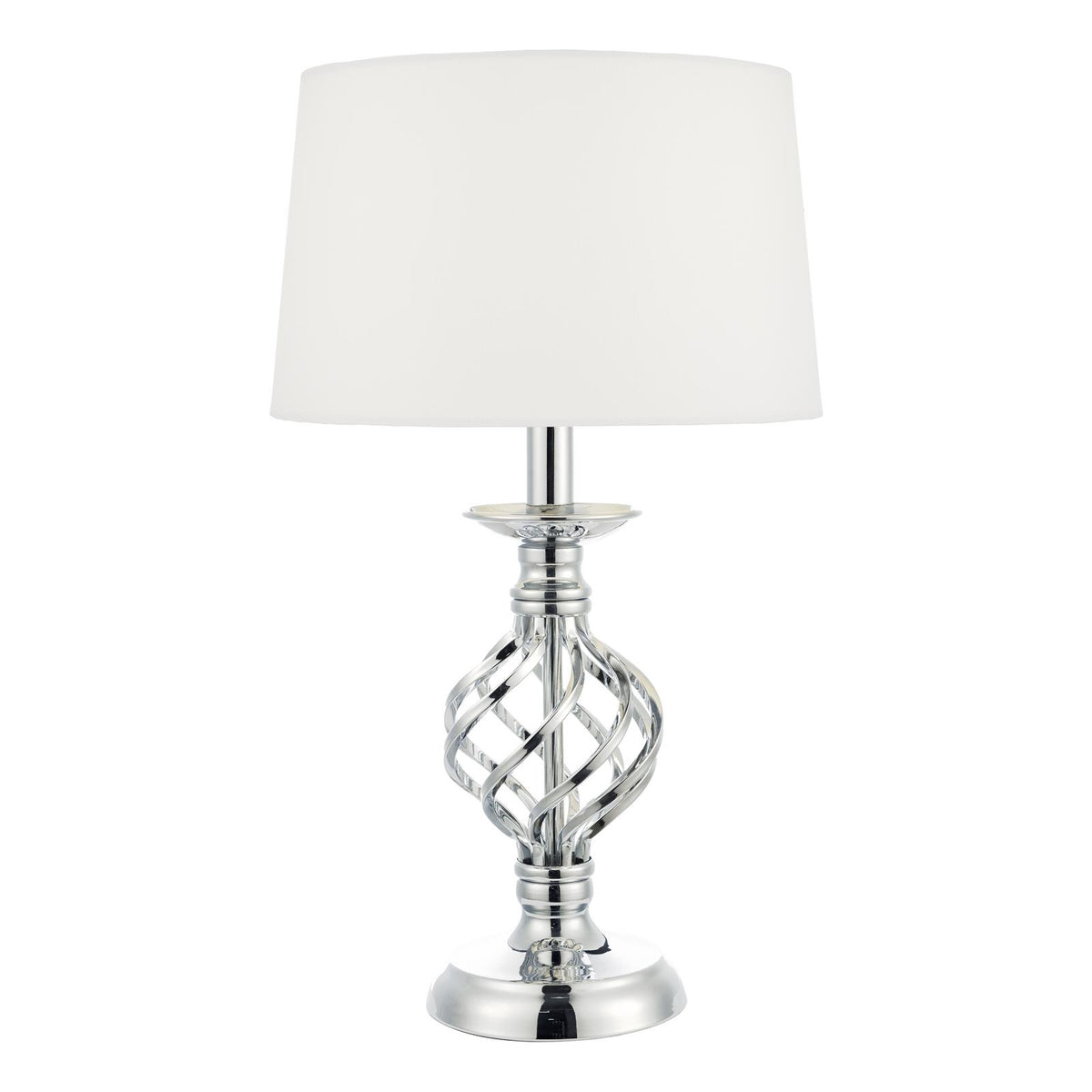 Iffley Touch Table Lamp Polished Chrome Twist Cage Base With Shade
