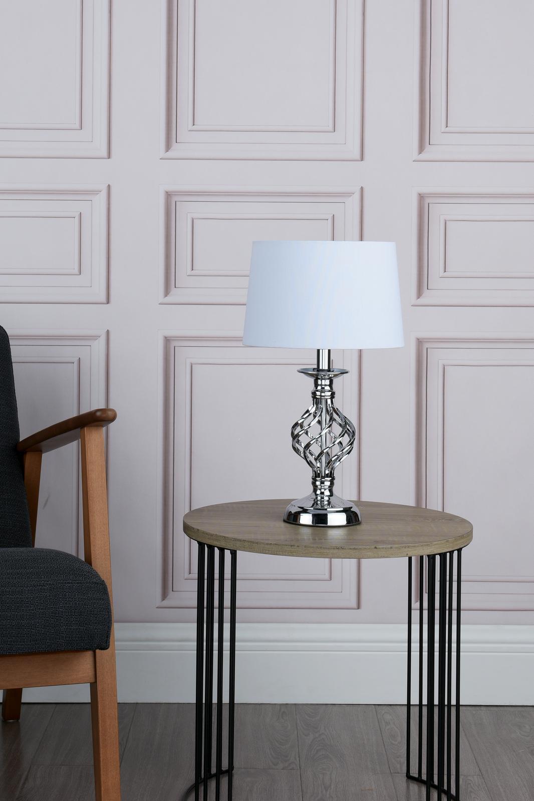 Iffley Touch Table Lamp Polished Chrome Twist Cage Base With Shade