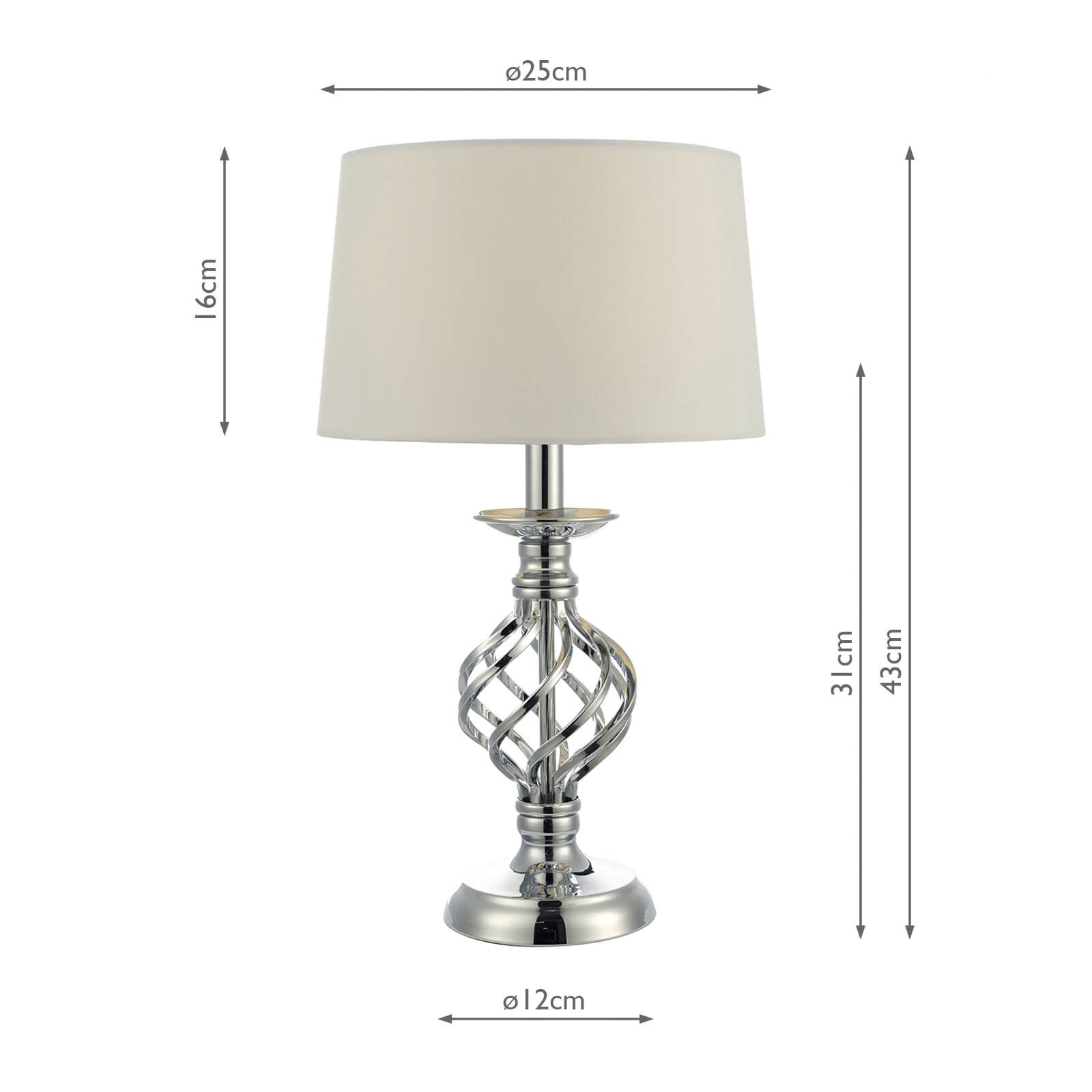 Iffley Touch Table Lamp Polished Chrome Twist Cage Base With Shade