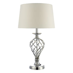 Iffley Touch Table Lamp Silver Cage Twist Base With Shade - Large