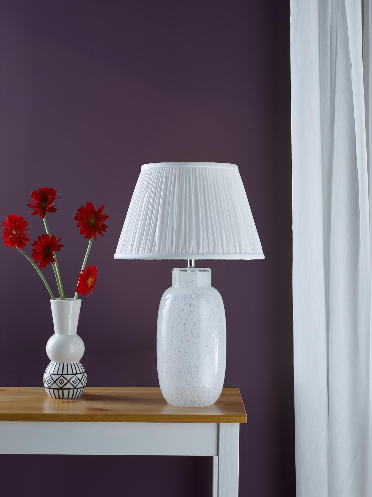 Ileana Table Lamp White Glass With Shade