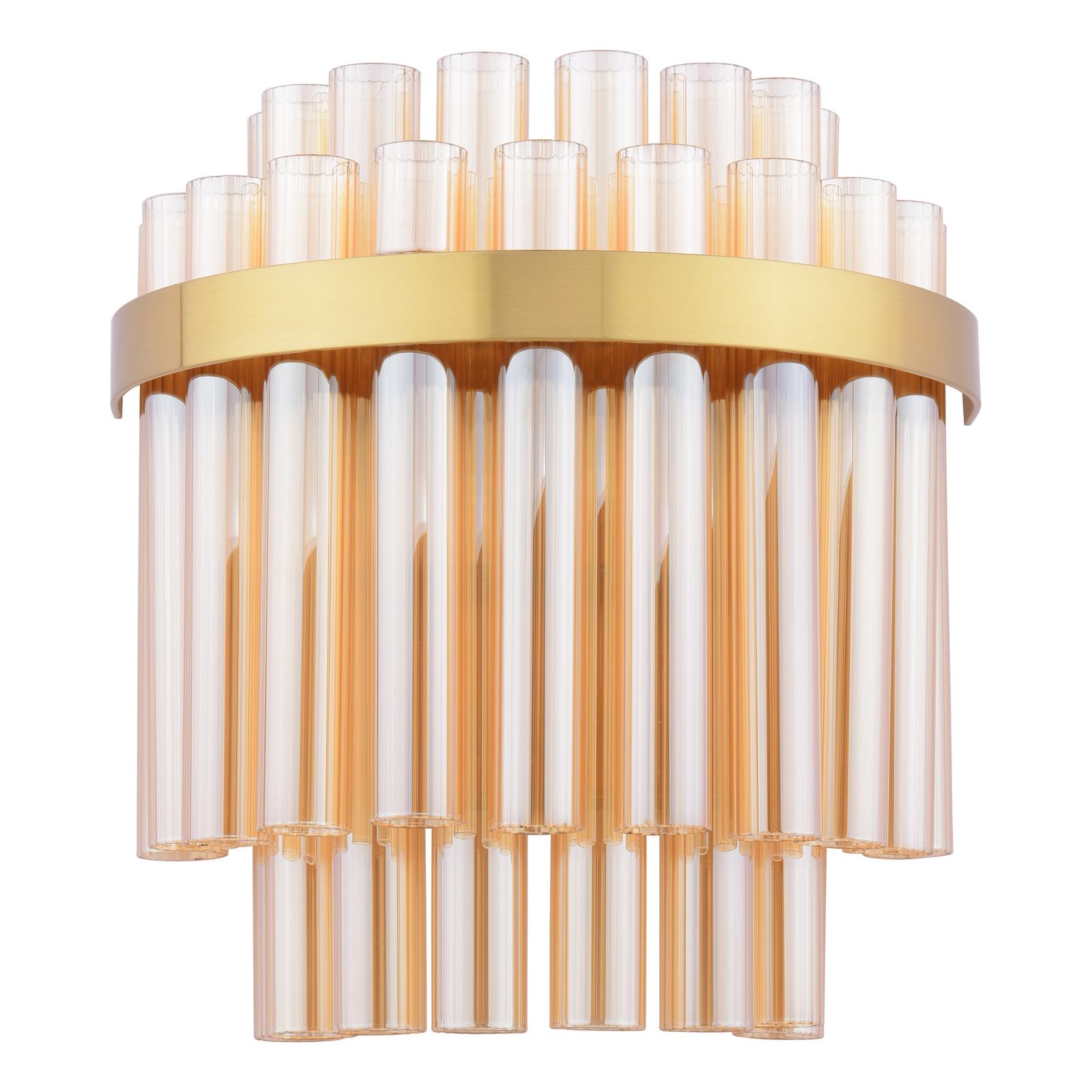 Imani 2 Light Wall Light Natural Brass and Champagne Ribbed Glass