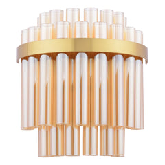 Imani 2 Light Wall Light Natural Brass and Champagne Ribbed Glass